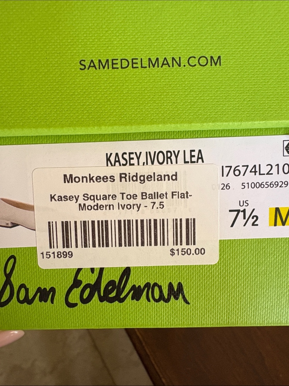 Sam Edelman Cream Square-Toe Ballet Flats - Picture 6 of 6